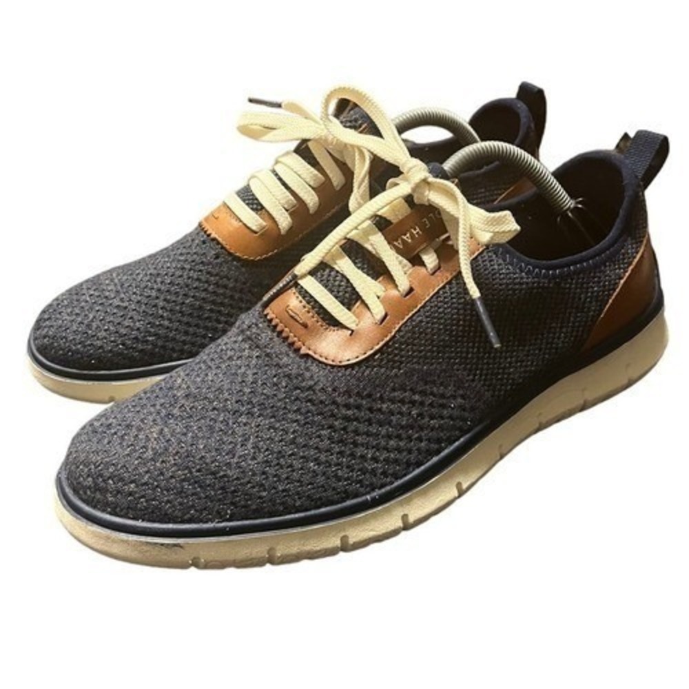 Cole Haan Zerogrand Sneakers Mens 10 Navy Blue Knit Leather Trim C31403